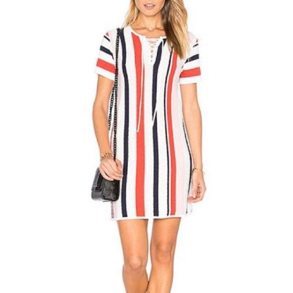 Tularosa Martina Lace Up Striped Dress